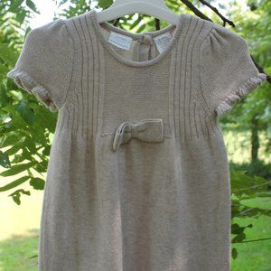 Koala Kids Beige Knit Dress with Bow - size 6/9 mos